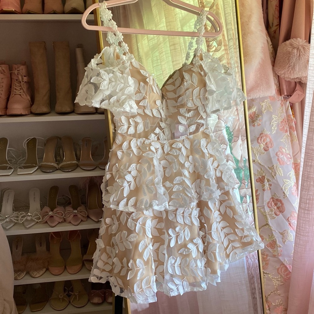 White floral 3D petal dress